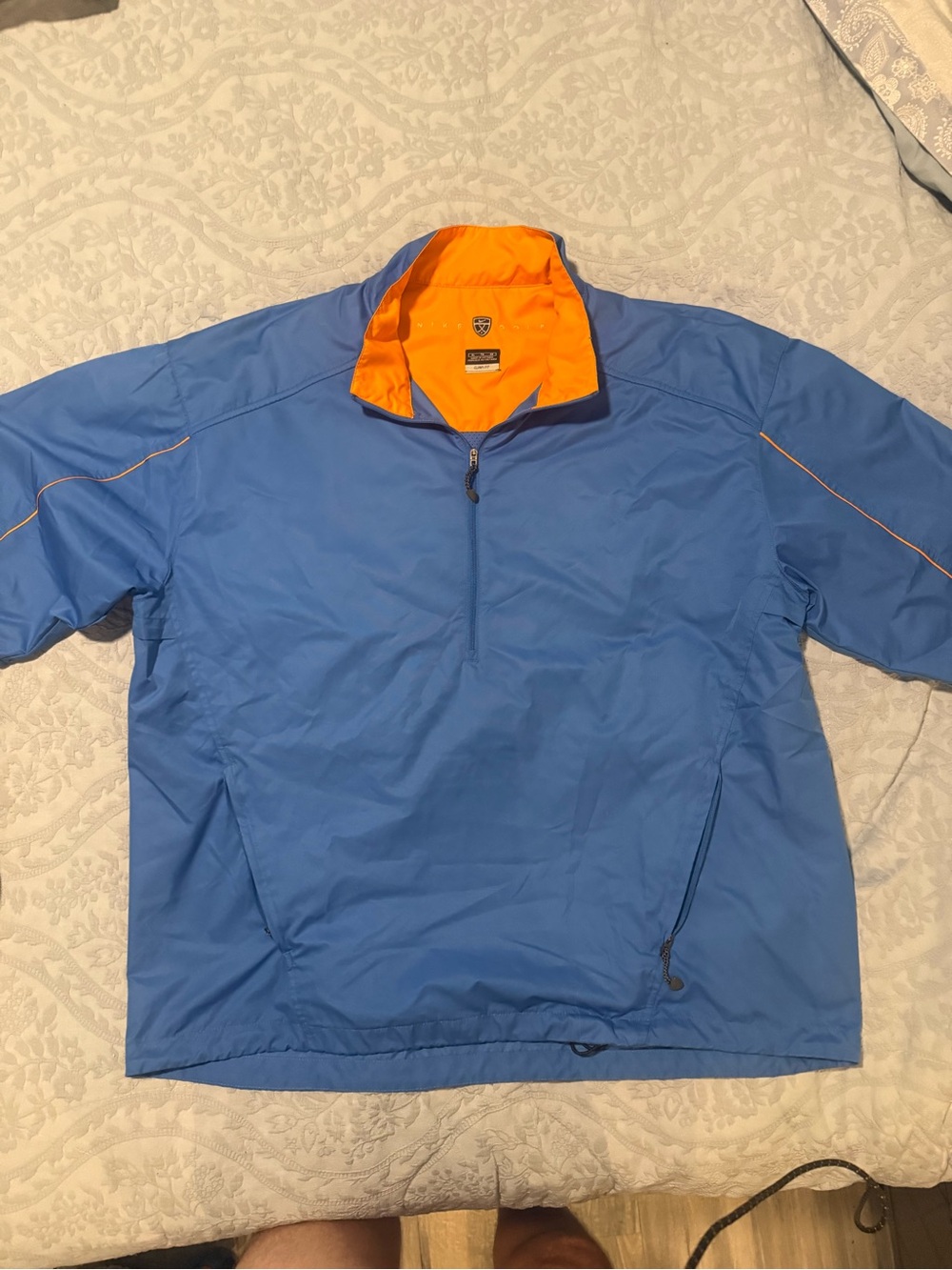 Men's Nike Blue Pullover Windbreaker Jacket with Orange Lining
